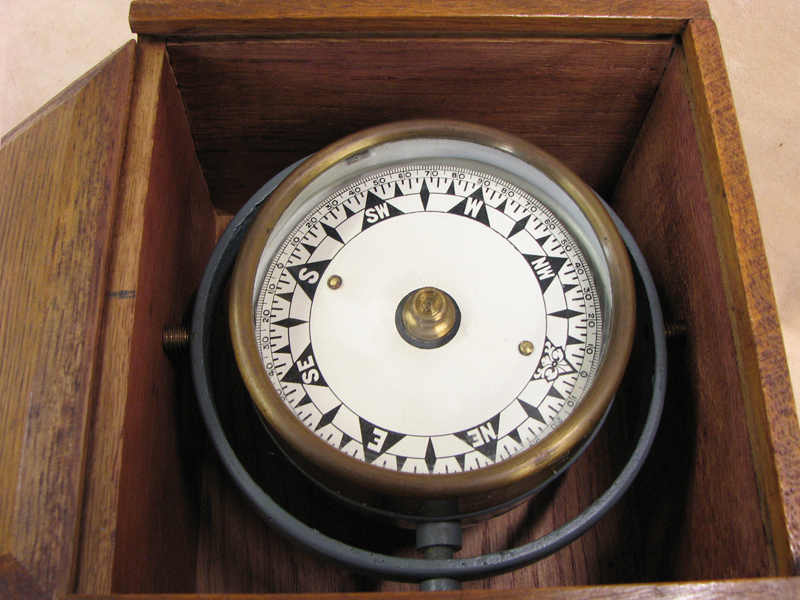 Unbranded Sestrel style gimbal mounted ships compass by Henry Browne & Son